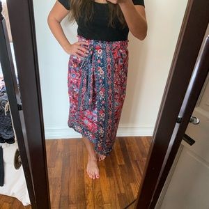 Loft | Rose Garden Floral Wrap Midi Skirt Size 2
